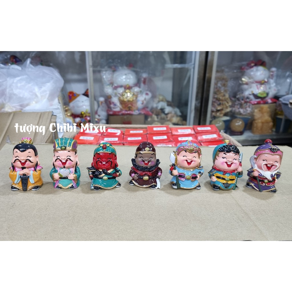 Bộ 07 tượng chibi Tam Quốc Chí size 6cm kèm chân đế ngang 5 ô